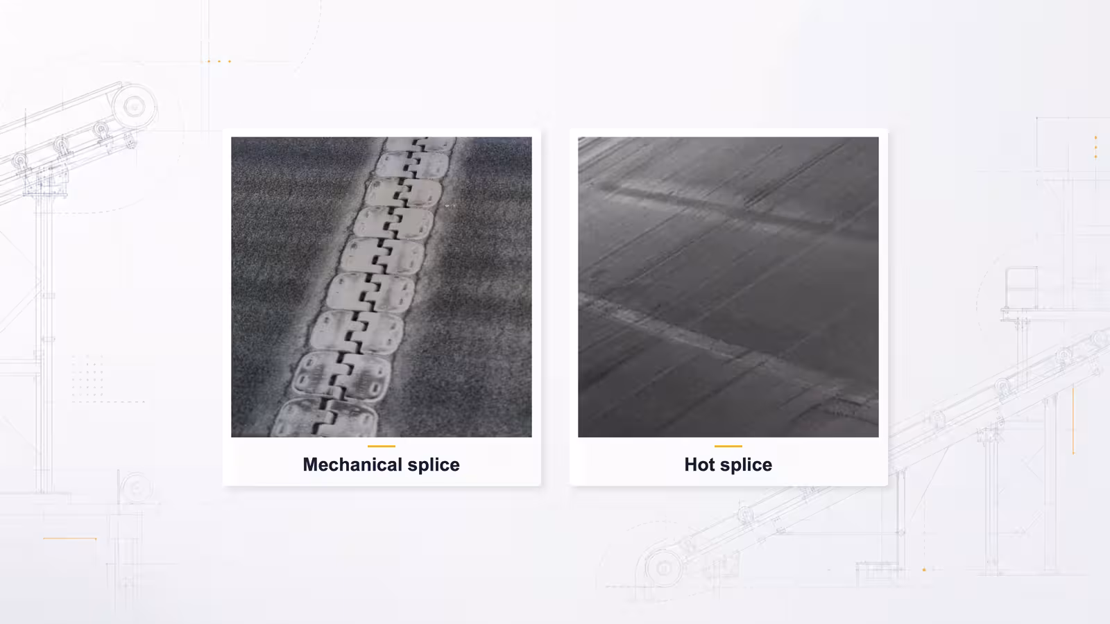 Two routes, one goal: on the left the smooth vulcanised seam, on the right the mechanical fastener.